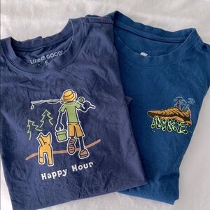 Nike Navy Graphic Short Sleeve Tee and Life is Good Graphic Ts